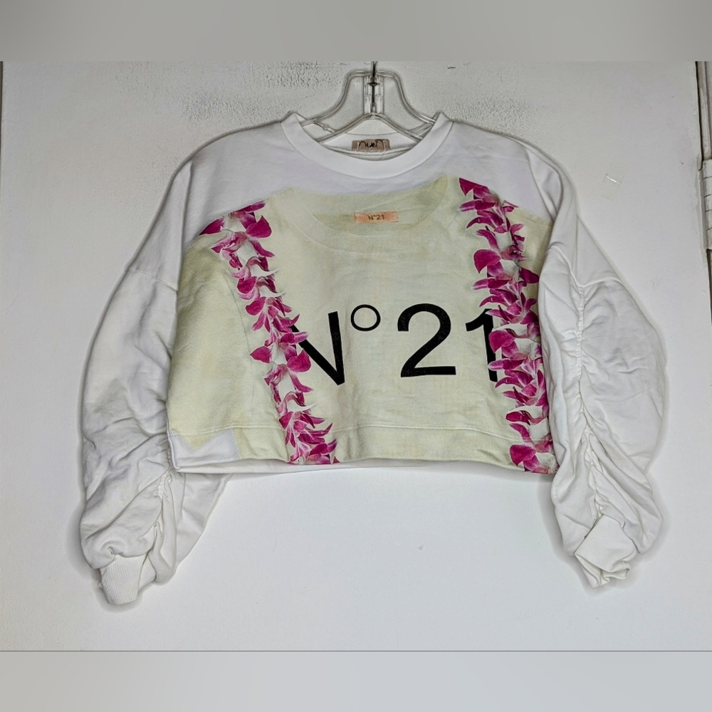 No. 21 Girls Printed Crop Sweatshirt